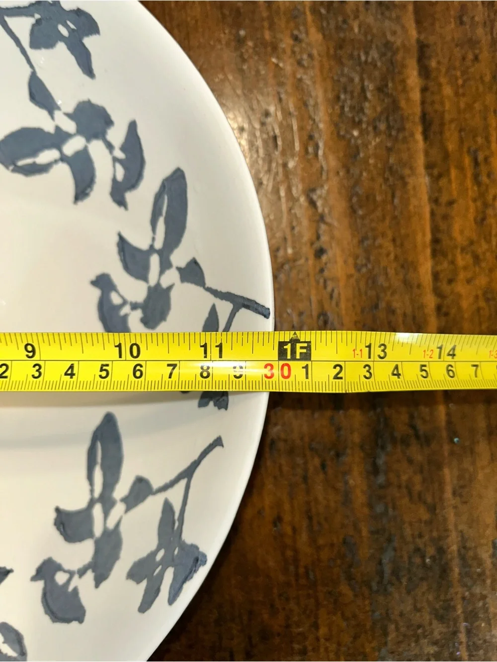 Crate & Barrel Midnight Botanical Large Round Serving Bowl 12